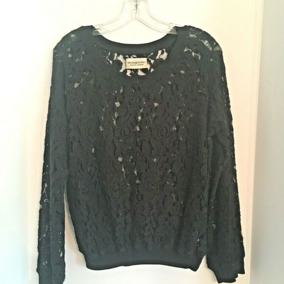 Denim & Supply Ralph Lauren black lace top M/L - Picture 1 of 5